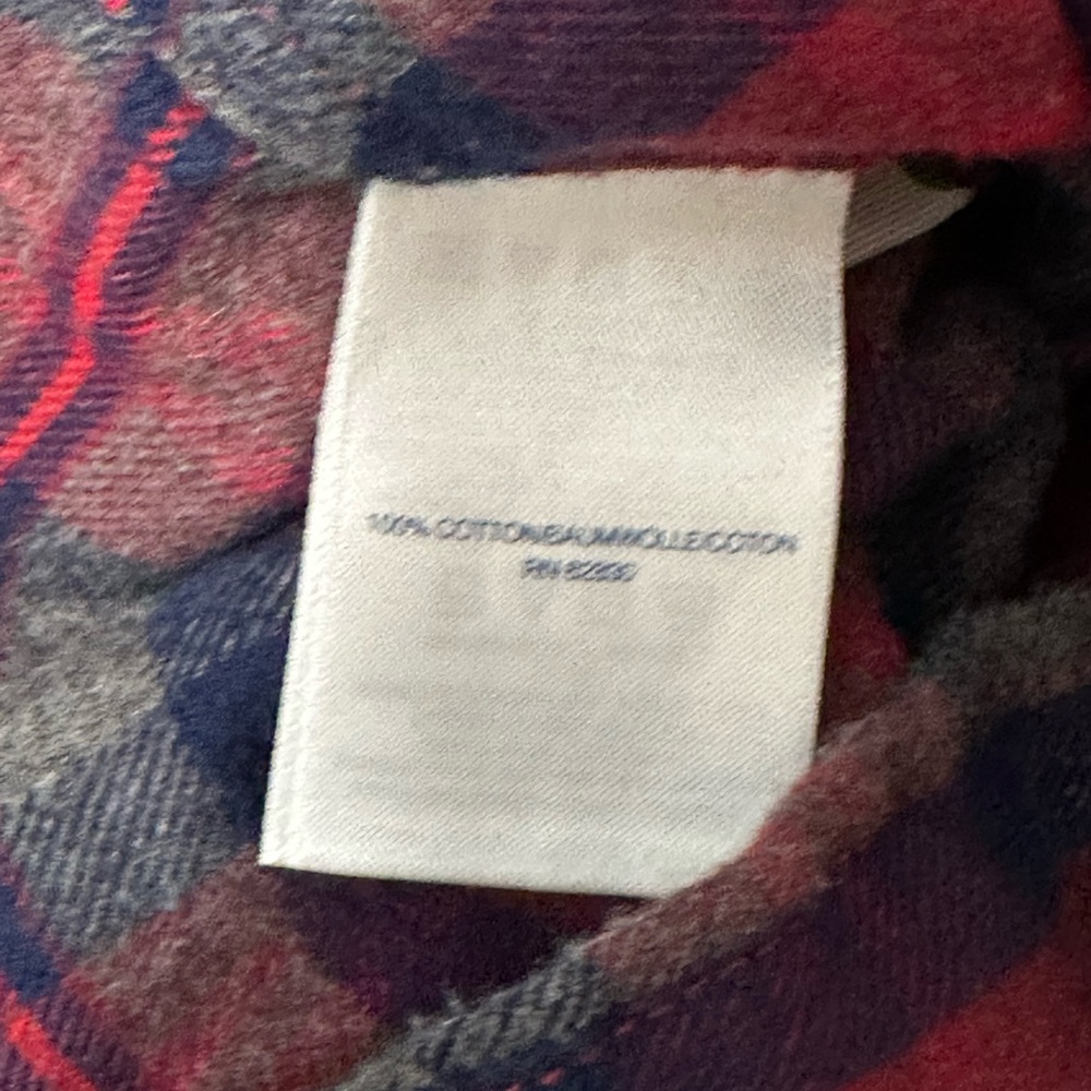 Women’s Lands End 14 Large Flannel Shirt Plaid Blue Red Long Sleeve Button - Picture 8 of 8
